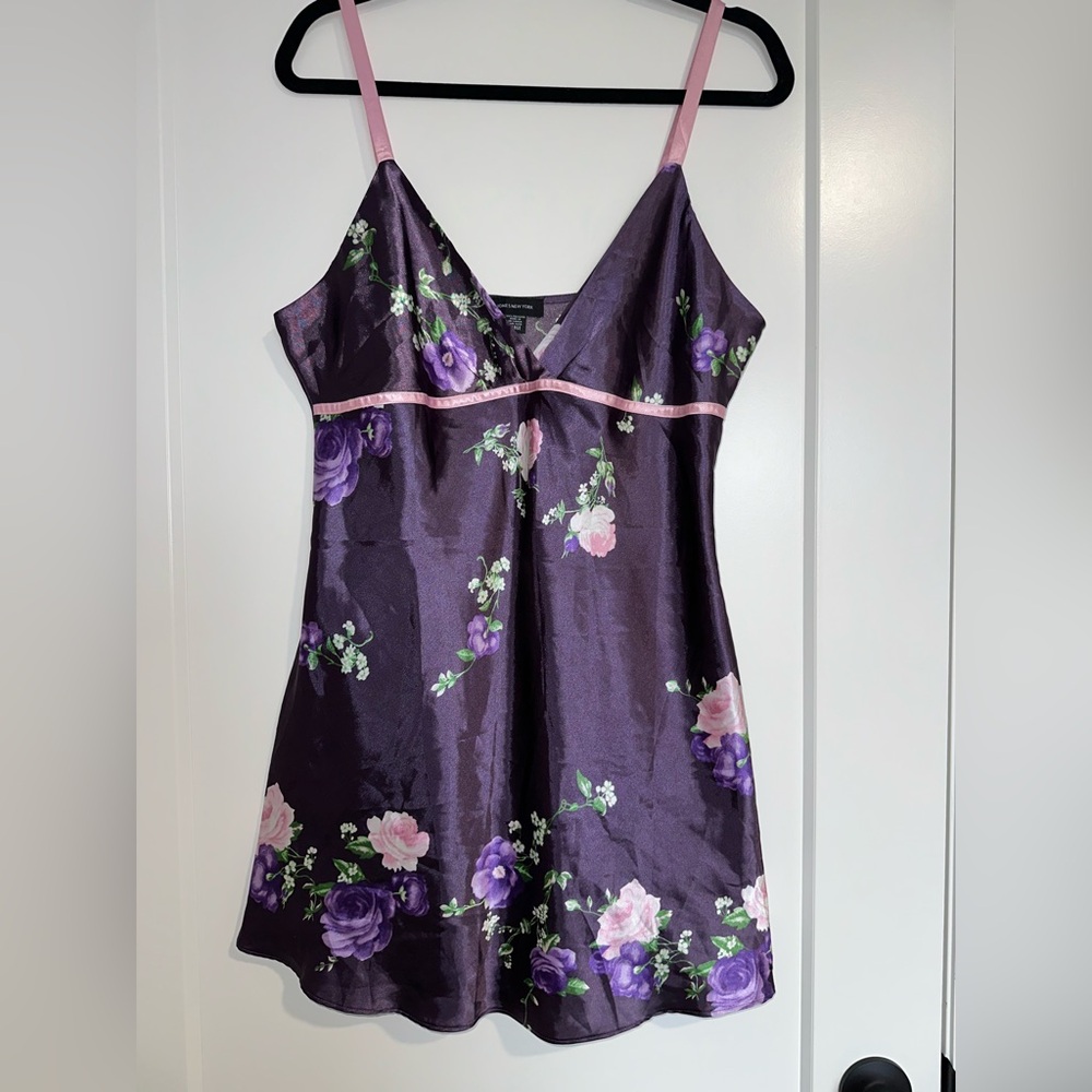 Jones New York Purple Floral Satin Chemise: SOLD